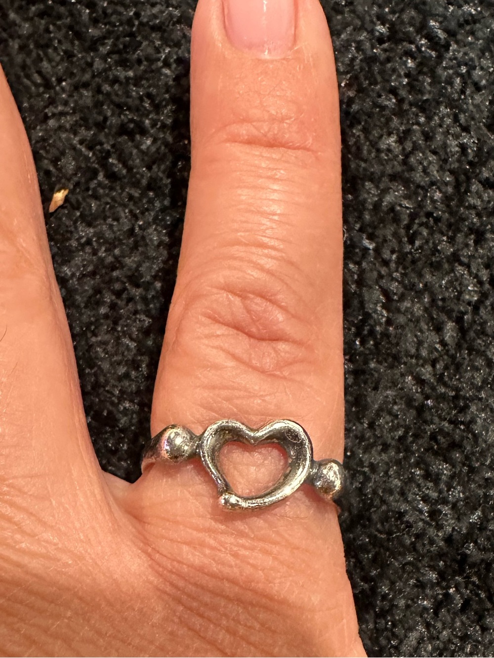 Tiffany & Co. Elsa Peretti Open Heart Silver Ring - size 5.75-6